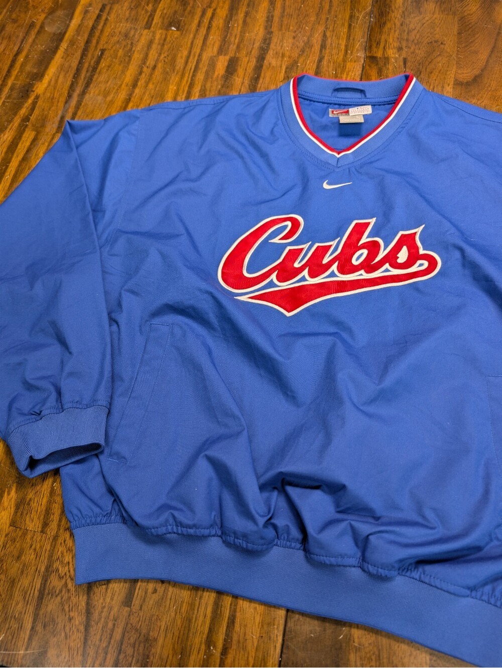 Chicago Cubs Nike Windbreaker Jacket Pullover V-Neck Blue L